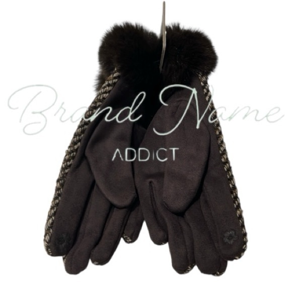London Fog Collection Faux Fur Designer Glove Set - Picture 5 of 5
